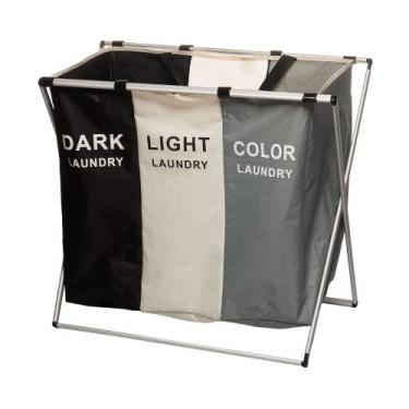 Imagem de Cesto Para Lavanderia Dobrável 3 Compartimentos 65cm x 38cm x 57cm Lyo