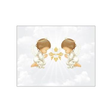 Imagem de Painel de Festa Horizontal 1,55 X 1,20 - Anjinho Cute Batizado 001 - V