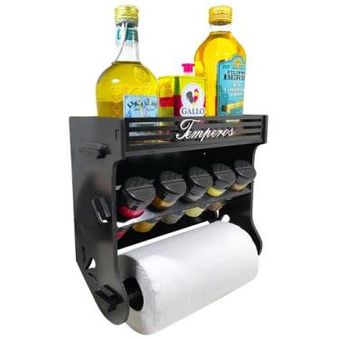 Imagem de Porta Temperos/Condimentos Cozinha MDF kit 05 potes Tampa Dosadora + S