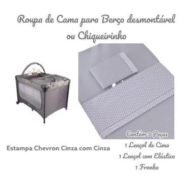 Imagem de Kit Roupa de Cama para Berço Desmontável Portátil Chiqueirinho 3 Peças
