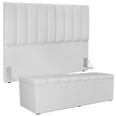Imagem de Kit Cabeceira Cama Box Casal King 195cm com Calçadeira Baú Dália W01 F