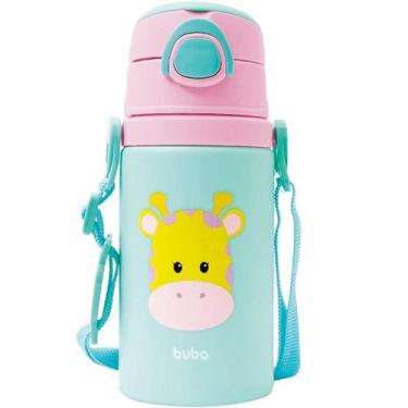 Imagem de Garrafinha Aluminio com Canudo Animal FUN Girafa 400ML Buba, 450ml, Ro