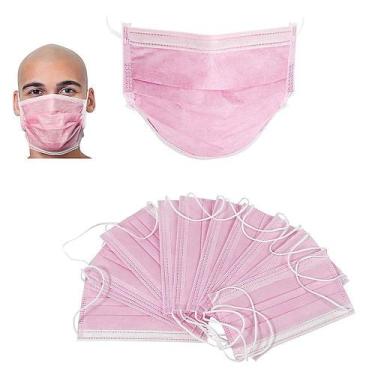 Imagem de Máscara Descartável Tripla Camada Rosa Claro com Clipe Nasal - Máscara