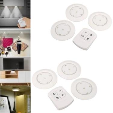 Imagem de Kit 6 Luminaria Lampada Led Spot Sem Fio Controle Remoto Parede Teto A