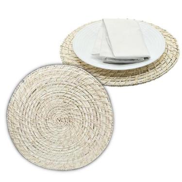 Imagem de Jogo Americano Sousplat Redondo Rattan Bambu Rústico Artesanal Natural