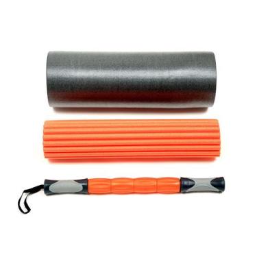 Imagem de Rolo Liberação Foam Roller 3 Em 1 Miofascial Odin Fit, Preto e laranja