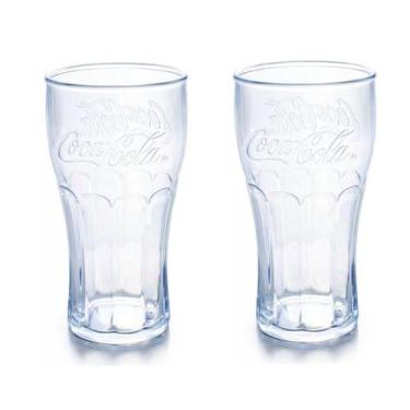 Imagem de Copo da Coca-Cola de Plástico Linha Cristal Incolor Plasútil kit 2 uni