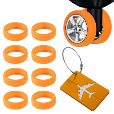 Imagem de Tag Identificador Bagagem C/ Protetor Rodinha Para Mala Kit Completo V
