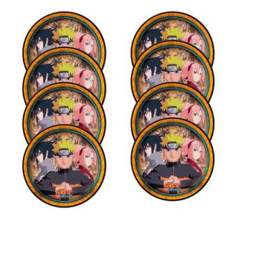 Imagem de Decoração Naruto festa aniversário Pratos redondo 18cm 8 uni - Festcol