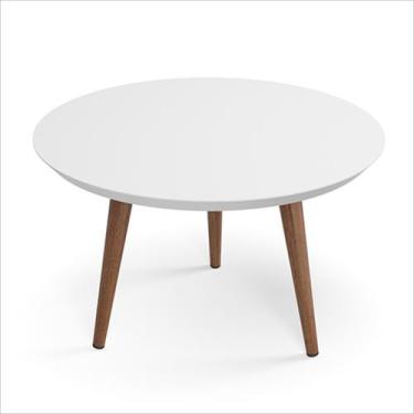 Imagem de Mesa de Centro Decorativa Luna Branco Redonda 59cm Pés Palito - Patrim