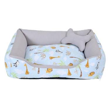 Imagem de Cama para Cachorro Médio 60X50 Com Zíper Estampa Safari Turquesa Com C