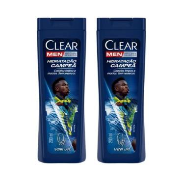 Imagem de Kit 2 Shampoo Anticaspa Clear Men Vini Jr. Hidratação Campeã 200ml