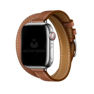Imagem de Pulseira Double Tour Slim Compatível Com iWatch - Baú do Viking, Marro