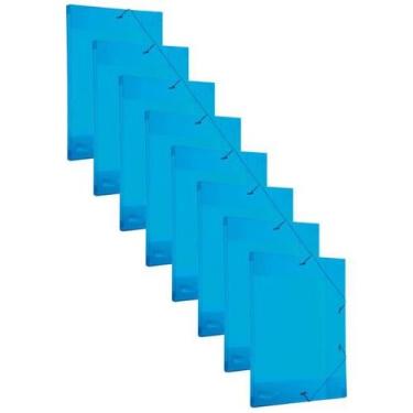 Imagem de Kit 10 Pastas Aba Elástico Ofício Lombo 20mm Azul Dello