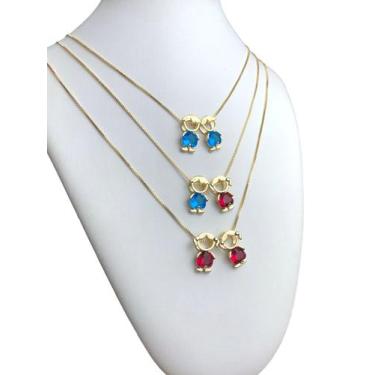 Imagem de Colar Feminino Pingente Filhos Filhas Casal Cravejado Mãe - Santo Esti