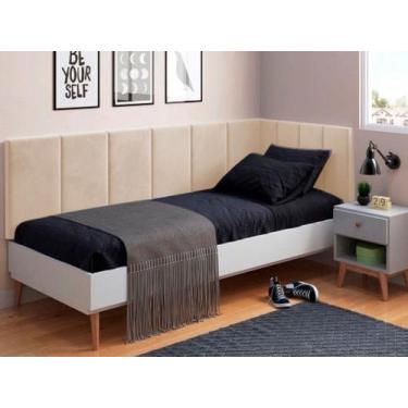 Imagem de Conjunto de Cabeceira Solteiro Estofada Suspensa Lateral - EM L - D&V,