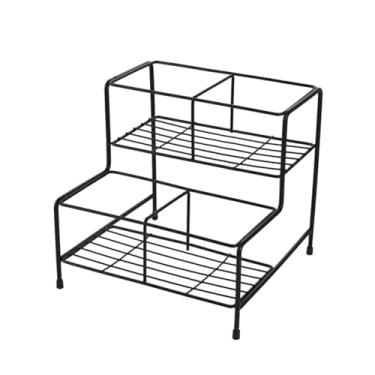 Imagem de Ioensy Organizador de xarope de café rack de vinho metal 2 camadas expositor tempero organizador para armário do banheiro estação café café, 4 Grades