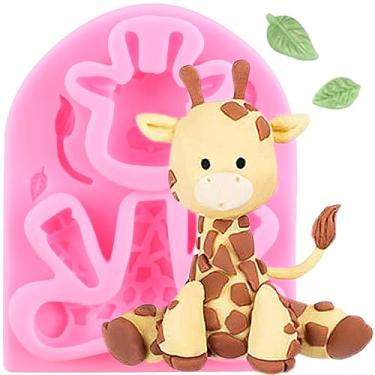 Imagem de YIHUOMOLDS Molde de silicone de girafa moldes de fondant de girafa para decoração de bolos, cobertura de cupcake, pasta de goma de chocolate, doce, argila de polímero