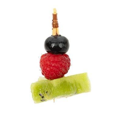 Imagem de Palitos de coquetel de 6,35 cm, 1000 espetos descartáveis para aperitivos – topo de latão, palitos de dente decorativos de bambu natural, para churrascos, festas ou buffets – utensílios de restaurante