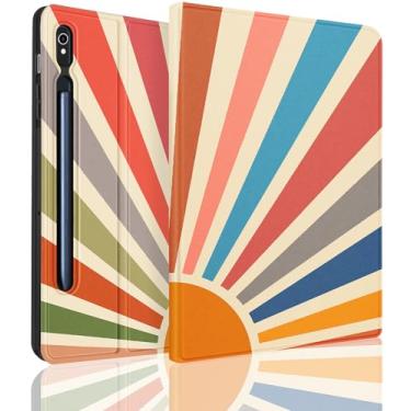 Imagem de Wazzasoft Capa para Samsung Galaxy Tab S10 Fe/S9 Fe – Capa Tab S9 para mulheres, meninas, crianças, meninos, homens, fofa, design kawaii, sol, estética e suporte para lápis