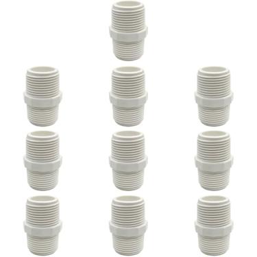 Imagem de Fitvell Adaptador de acoplamento de rosca macho para macho de 1/2 polegada de PVC para conexão de tubulação de encanamento de rosca (pacote com 10)