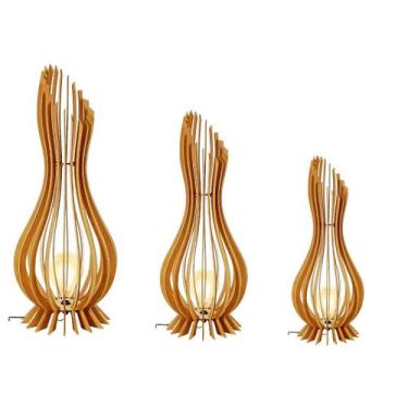 Imagem de Luminária de Chão ANA MARIA MDF - CORALISA, MDF CRU, Kit com 3 - 90cm,