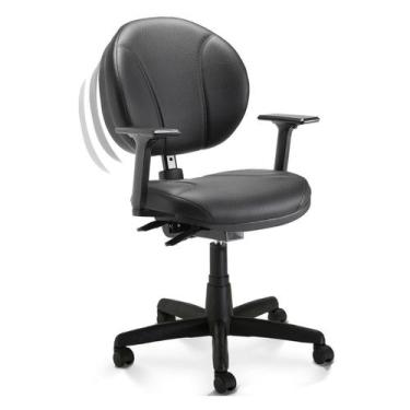 Imagem de Cadeira de escritório Giratória secretária BACK SYSTEM Preta - PLAXMET