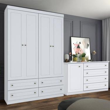 Imagem de Conjunto Quarto Henn Americana 2 Peças 5 Portas 8 Gavetas - Branco