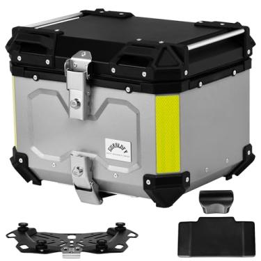Imagem de Gurblofy Capa superior para motocicleta, bolsa traseira de motocicleta de 45 L, porta-malas de motocicleta de alumínio com sistema de bloqueio anti-roubo, fácil instalação com suporte universal,