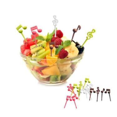 Imagem de Kit 16 Palitos Notas Musicais Petiscos Fruta Queijo Garfinho - Loja Co