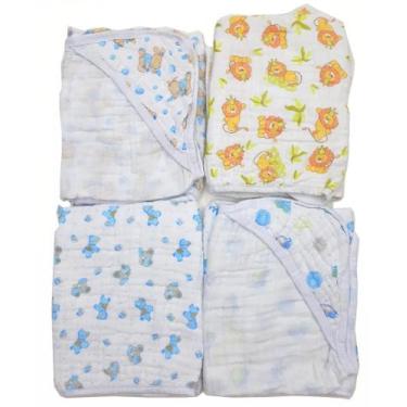 Imagem de Toalha Fralda Soft Com Capuz Bebê 85x85cm - 100% Algodão - Dugu, Mascu