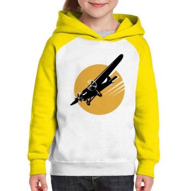 Imagem de Moletom Infantil Avião Bimotor - Foca na Moda, Branco, Amarelo, 4