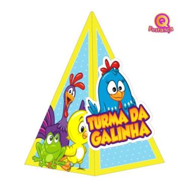 Imagem de 10 Caixa Cone Galinha Pintadinha com Aplique 3D - Qfestança