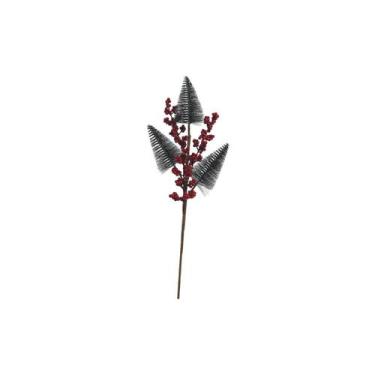 Imagem de 3 Pick Galhos de Pinheiro e Berries Natalinos 48CM - Magizi