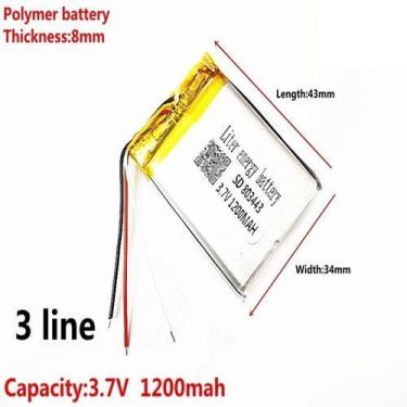 Imagem de Bateria 803443 Com 1200mah 8mmx34mmx43mm 3 Fios 3,7v - - KMIG