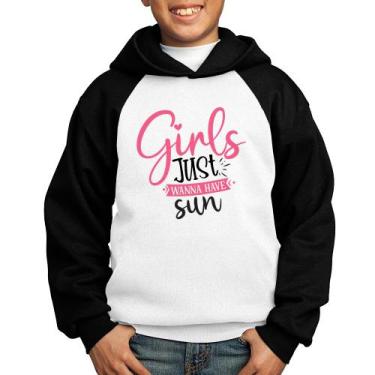 Imagem de Moletom Infantil Girls Just Wanna Have Sun - Foca na Moda, Branco, Pre