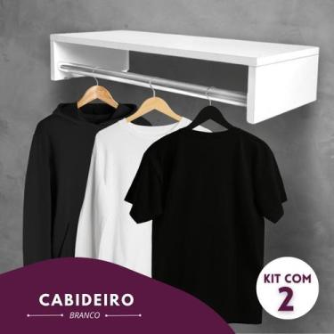 Imagem de Kit 2 Cabideiros de Parede Arara 50 Cm - Kelan, Branco 