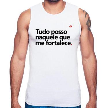 Imagem de Regata Tudo posso naquele que me fortalece - Foca na Moda, Branco, G