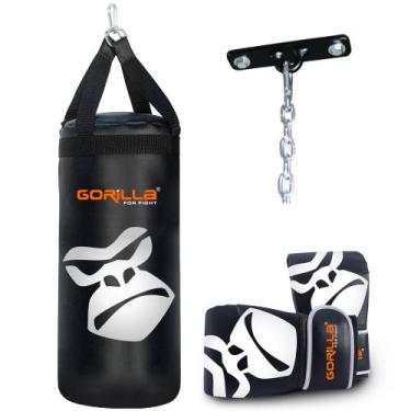 Imagem de Saco Pancada Boxe + Luva Bate saco Pro + Suporte De Teto Articulado Aç