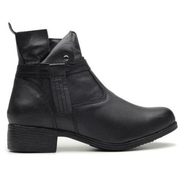 Imagem de Bota Coturno Feminino Couro Legítimo com Salto - Sollano, Preto, 36