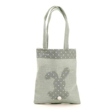 Imagem de Bolsa de Tecido Silhueta de Coelho Pontilhada - Verde Água - 20x18cm -