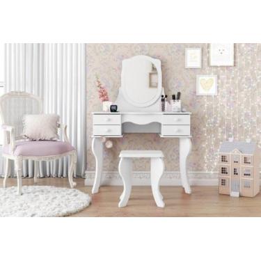 Imagem de Penteadeira PR Estilo Clássico Com Banqueta Cor Branco - PT