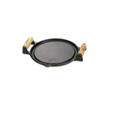 Imagem de Chapa Bifeteira Fogo Forte Lisa 22cm com Alças de Madeira - Fumil