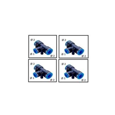 Imagem de 10 Conexão Pneumática União Em T 8mm Com Redução Central 6mm - LAB