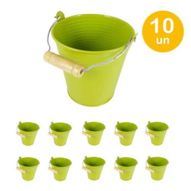 Imagem de Kit 10un Balde Cachepot metal decoração mini baldinho Verde - Rio Tiju