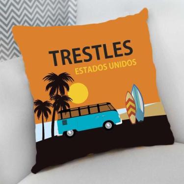 Imagem de Almofada Decorativa Cheia c/ Zíper 25x25 Surf Surfista Praia - Deluzz,