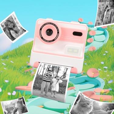 Imagem de Câmera Impressão Instantânea, 1080P HD 16X Zoom Digital 48MP Câmera Vídeo Fotográfica Lente Dupla Com Tela IPS 2,4 Polegadas, Câmera Infantil Impressão Instantânea para Meninas