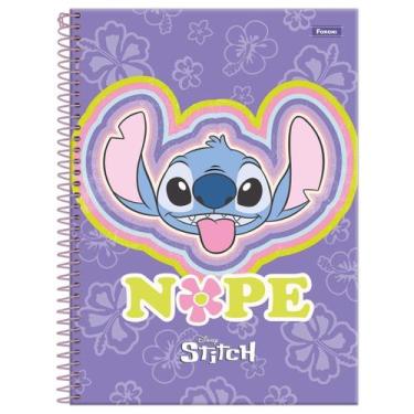 Imagem de Caderno Stitch Universitário 10 Matérias Espiral Escolar, Lilás