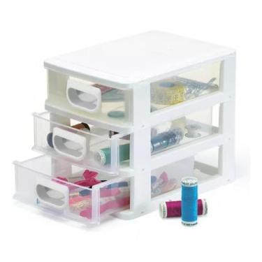 Imagem de Mini Porta Tudo para Casa - Gaveteiro Organizador 15x13x14cm com 3 Gav