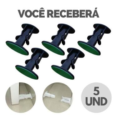 Imagem de Kit Trava De Porta Batente Prendedor Aparador Plástico Resistente - Es